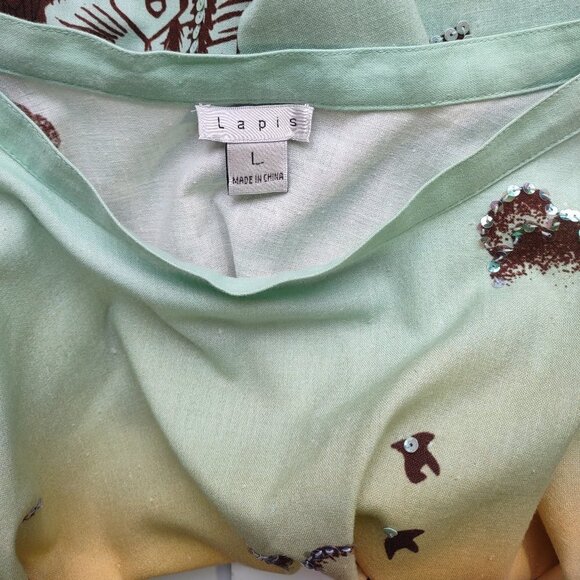 Lapis Full Circle Skirt Boho Sequin Travel Scene Coquette Retro Size Large - Picture 7 of 9